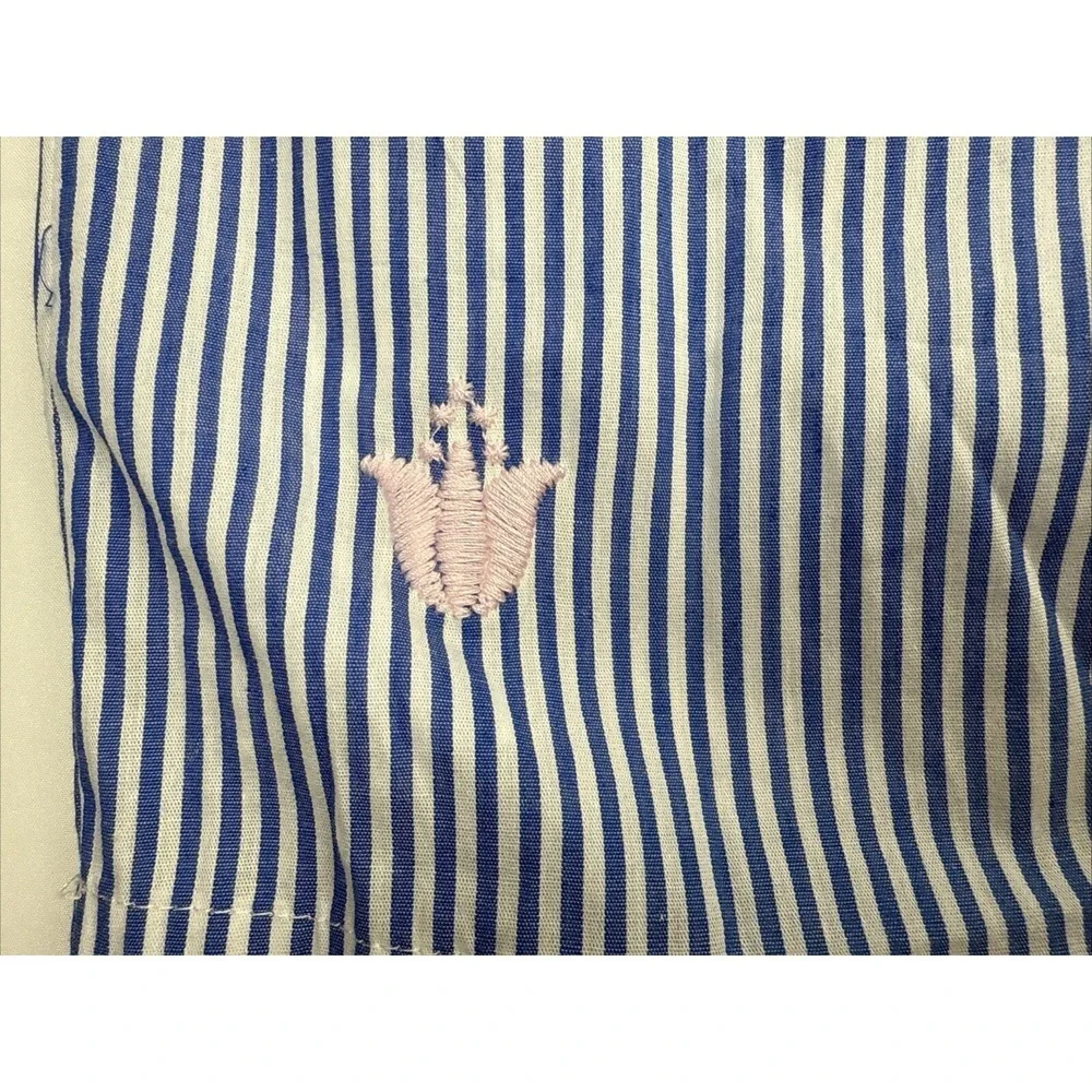 J MARIE Embroidered Top‎ Tunic Fuschia Pink Blue Pinstripes Sleeveless Floral XS - Picture 12 of 13